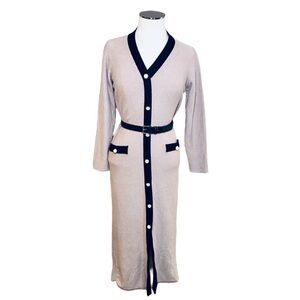 SHEIN Beige Cardigan long sleeves sweater dress